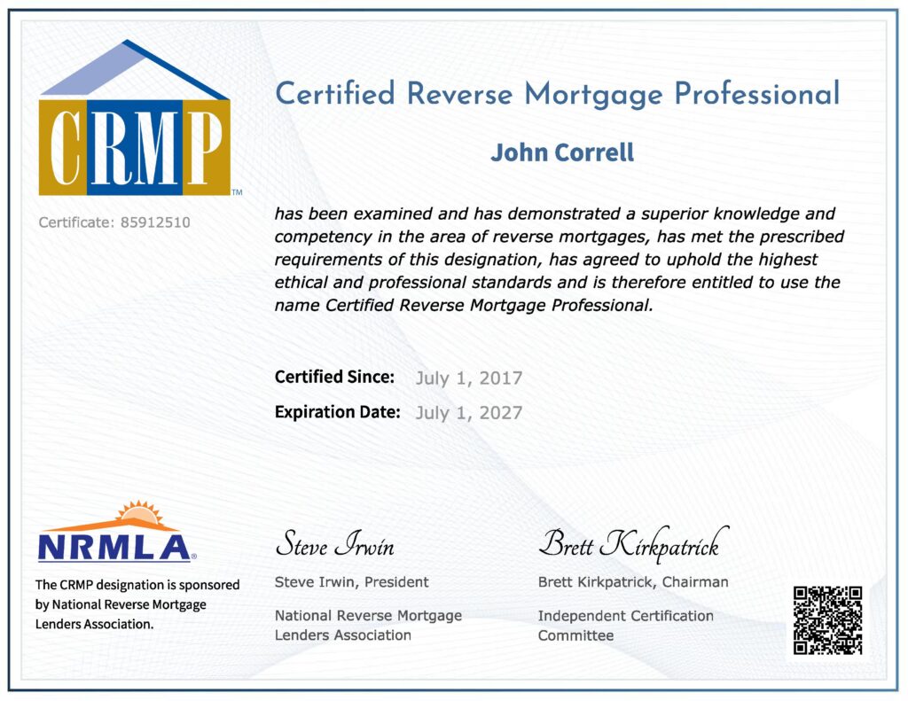 CRMP California Certificate John Correll 2026-27